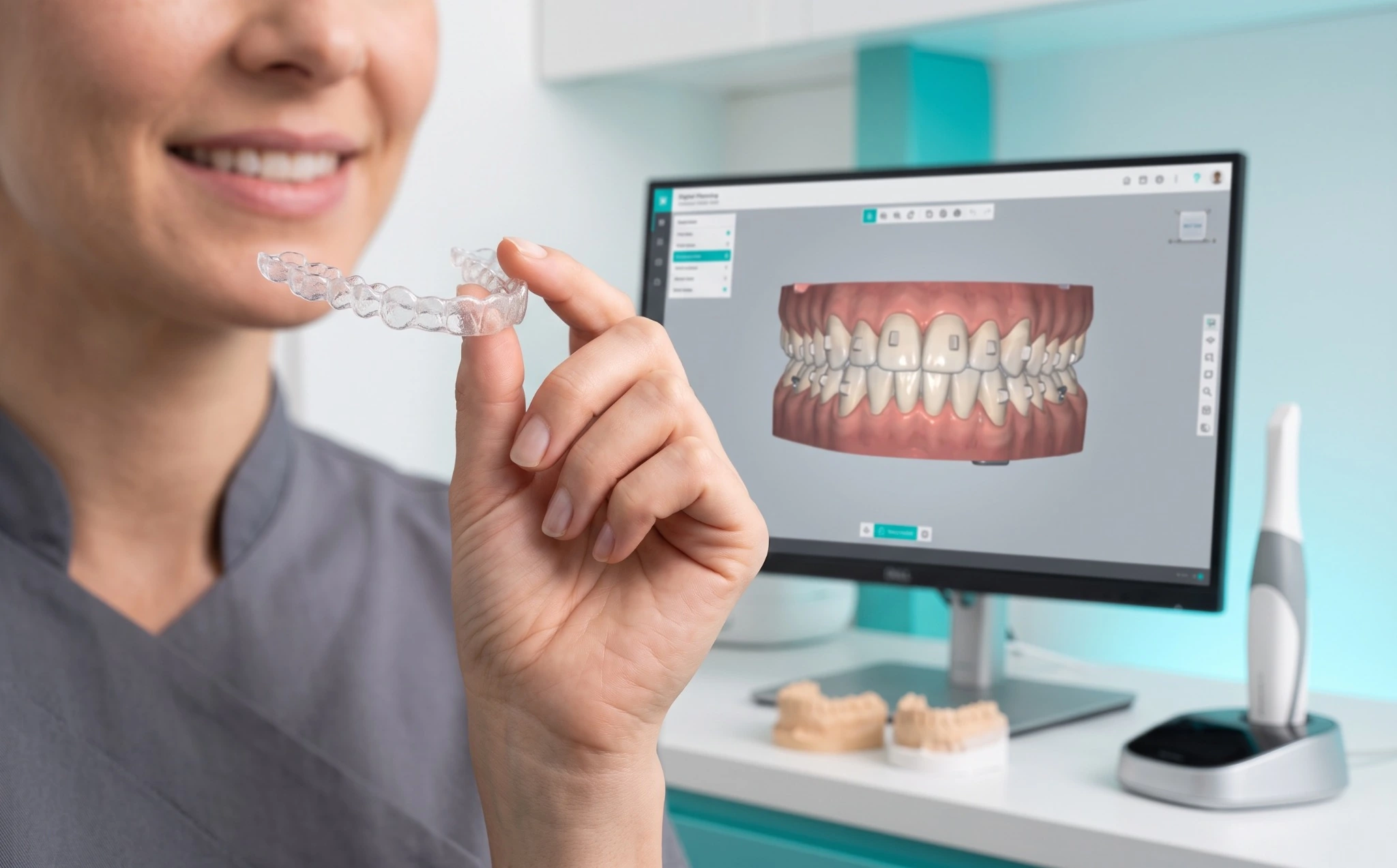 Ortodontia com alinhadores transparentes e planejamento digital